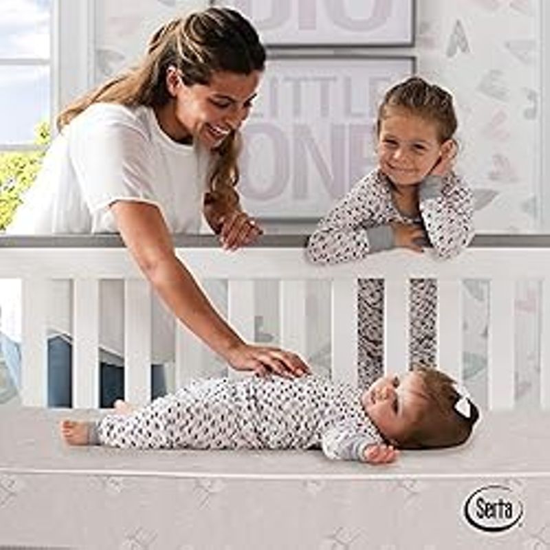 Delta Children Serta SleepTrue Mini Crib Mattress, Premium Sustainably Sourced Fiber Core, Hypoallergenic & Waterproof Cover, Greenguard...