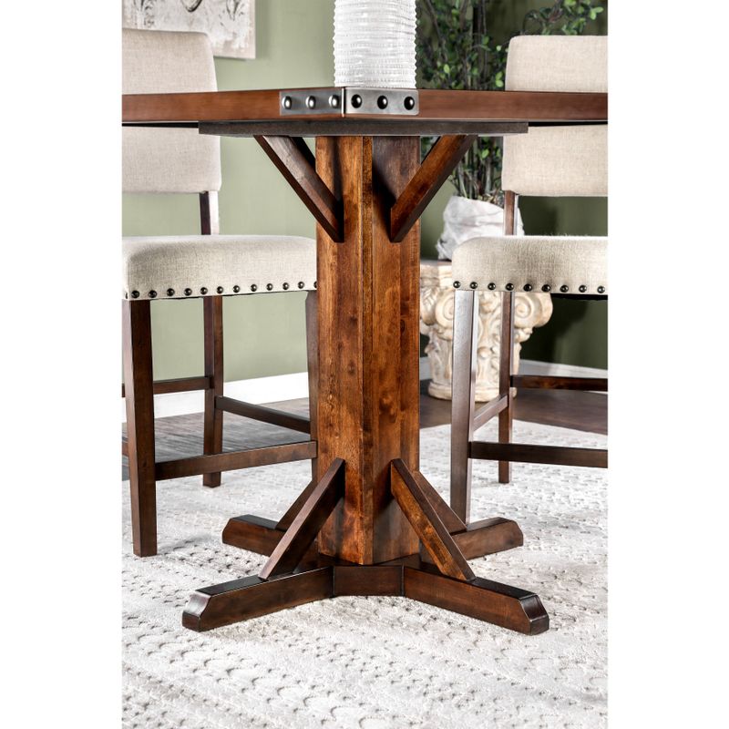 Furniture of America Banea Rustic Nailhead Brown Cherry Counter Height Table - Brown Cherry