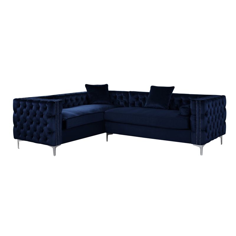 Chic Home Susan Elegant Velvet Deeply Tufted Left-facing Sectional Sofa - Navy