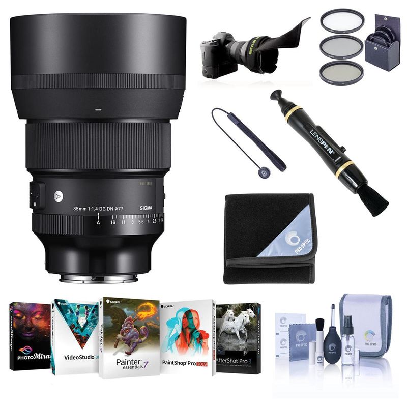 Sigma 85mm f/1.4 DG DN ART Lens for Sony E Bundle with Accessories and PC Software Suite