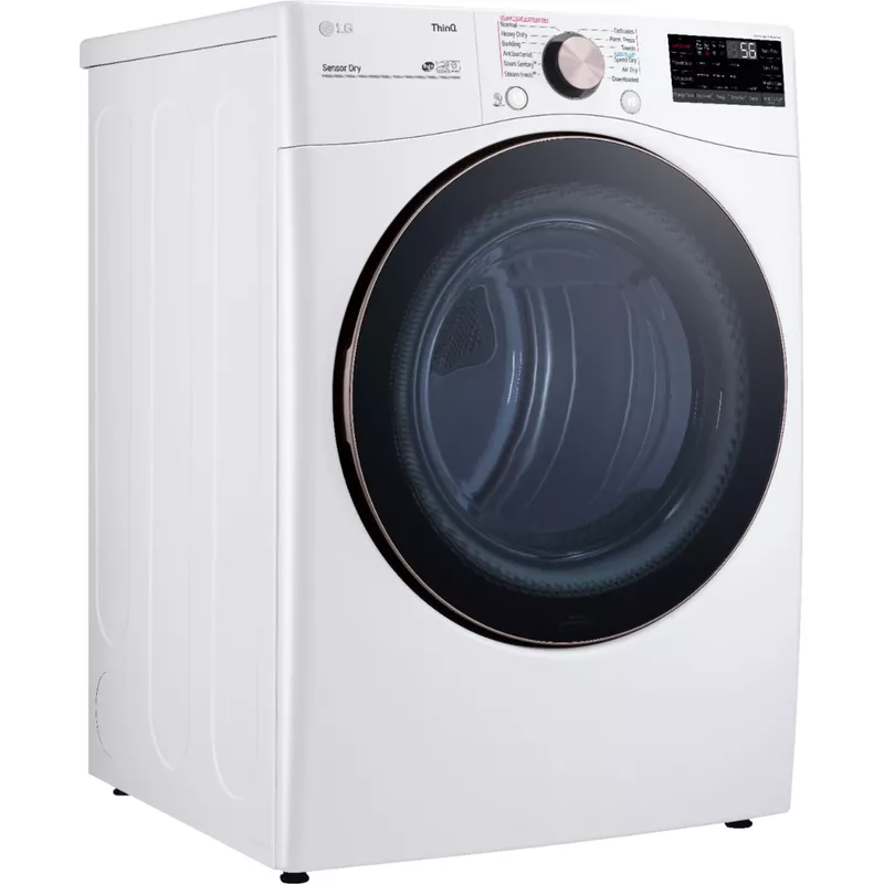LG - 7.4 Cu. Ft. Stackable Smart Electric Dryer with Steam and Built-In Intelligence - White