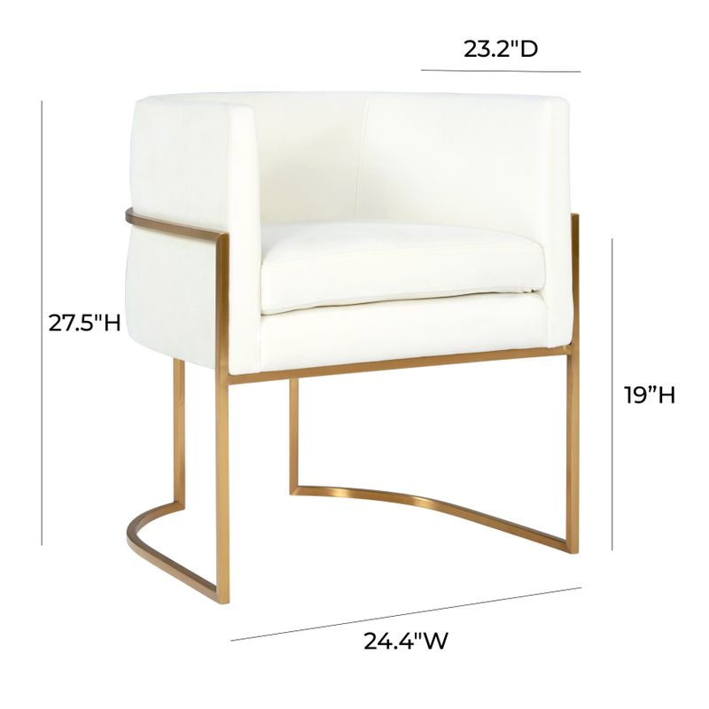 Giselle Cream Velvet Dining Chair with Goldtone Stainless Steel Frame - Single - Cream - Dining Height