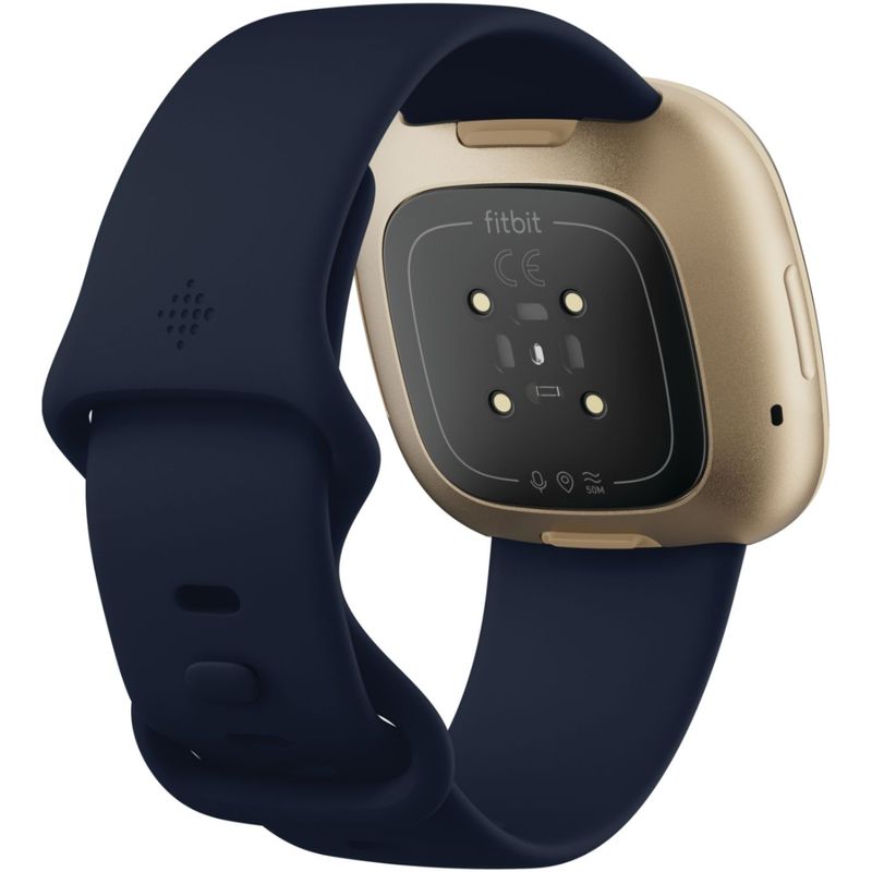 Back Zoom. Fitbit - Versa 3 Health & Fitness Smartwatch - Soft Gold