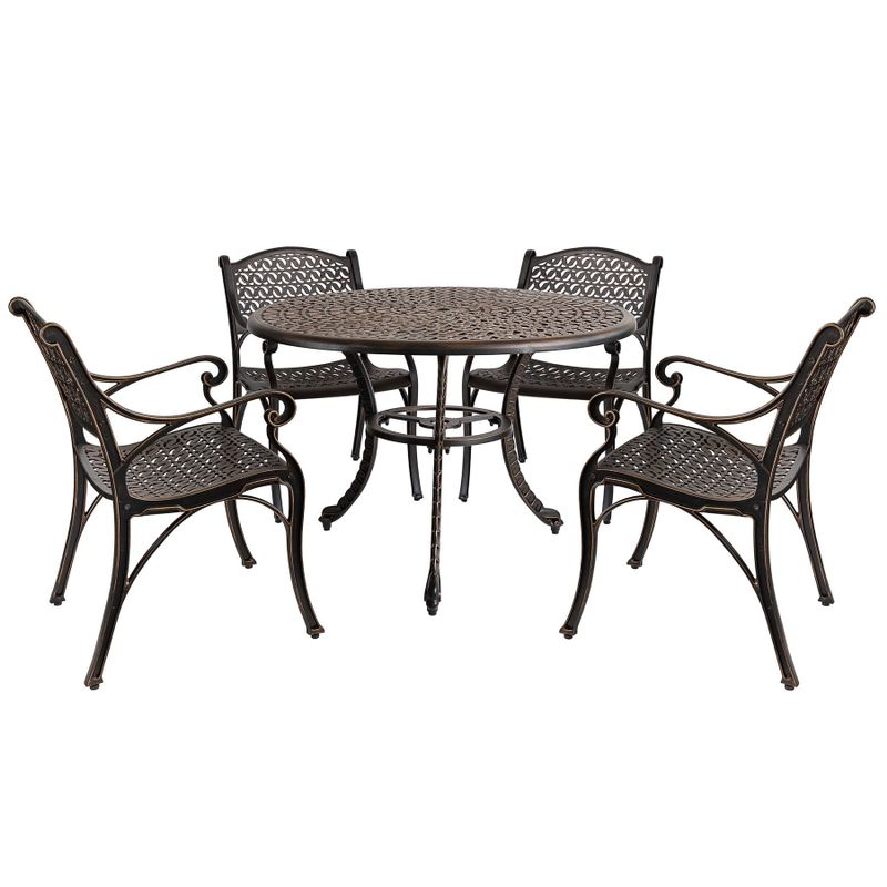 Kinger Home 5-Piece Outdoor Patio Dining Table Set Oil Rubbed Bronze - Brown - 5-Piece Sets