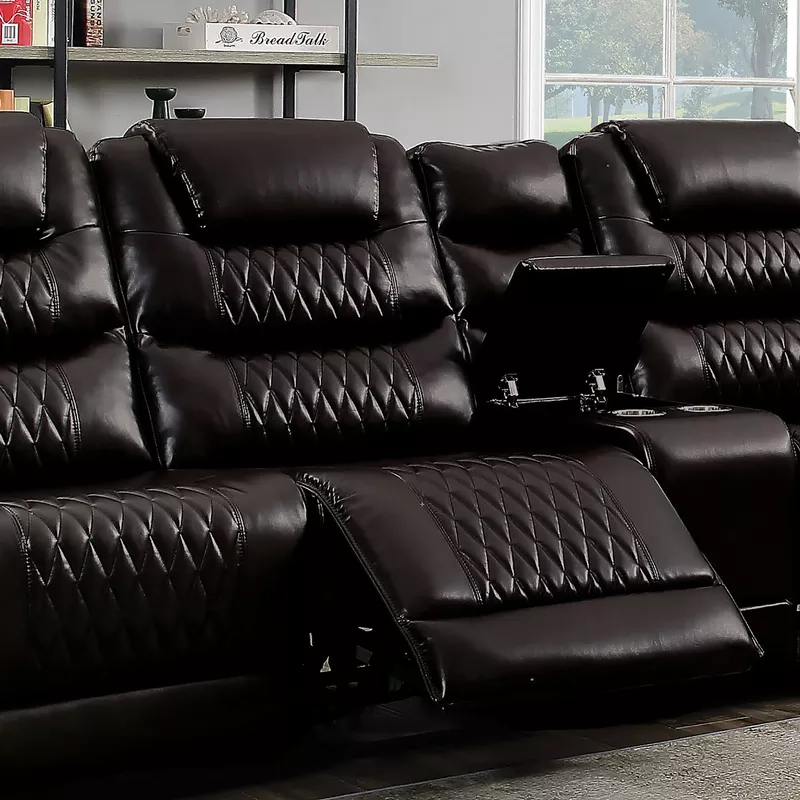 Transitional Faux Leather Armless Power Recliner in Brown