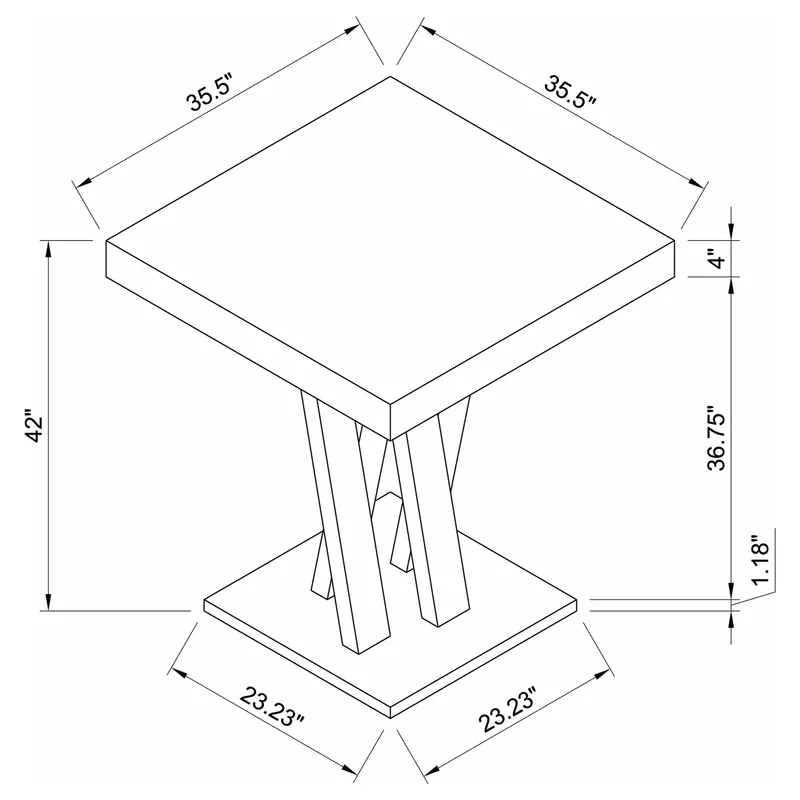 Freda Double X-shaped Base Square Bar Table Cappuccino