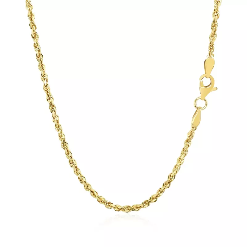 2.25mm 10k Yellow Gold Solid Diamond Cut Rope Chain (24 Inch)