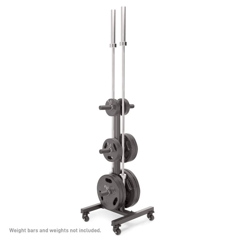 Marcy 6-Peg Olympic Weight Plate Tree and Vertical Bar Holder PT-5856 - N/A - Black