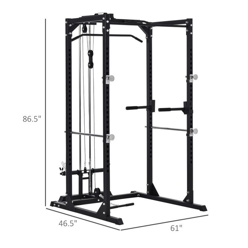 Soozier Heavy Duty Multi-Function Power Rack Cage Home Gym Exercise Workout Station Strength Training w/ Stand Rod - Black