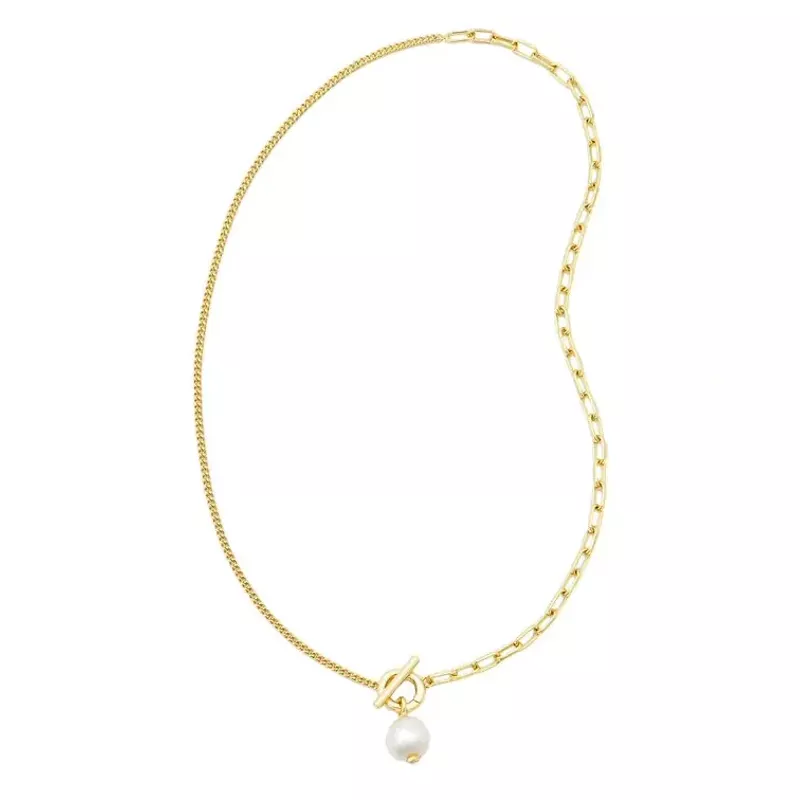 Kendra Scott Leighton Pearl Chain Necklace (Gold/White Pearl)