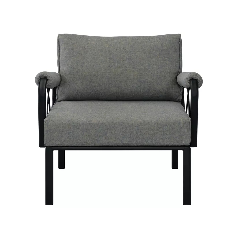 ACME Rajni Patio-Arm Chair, Gray Fabric & Black Finish