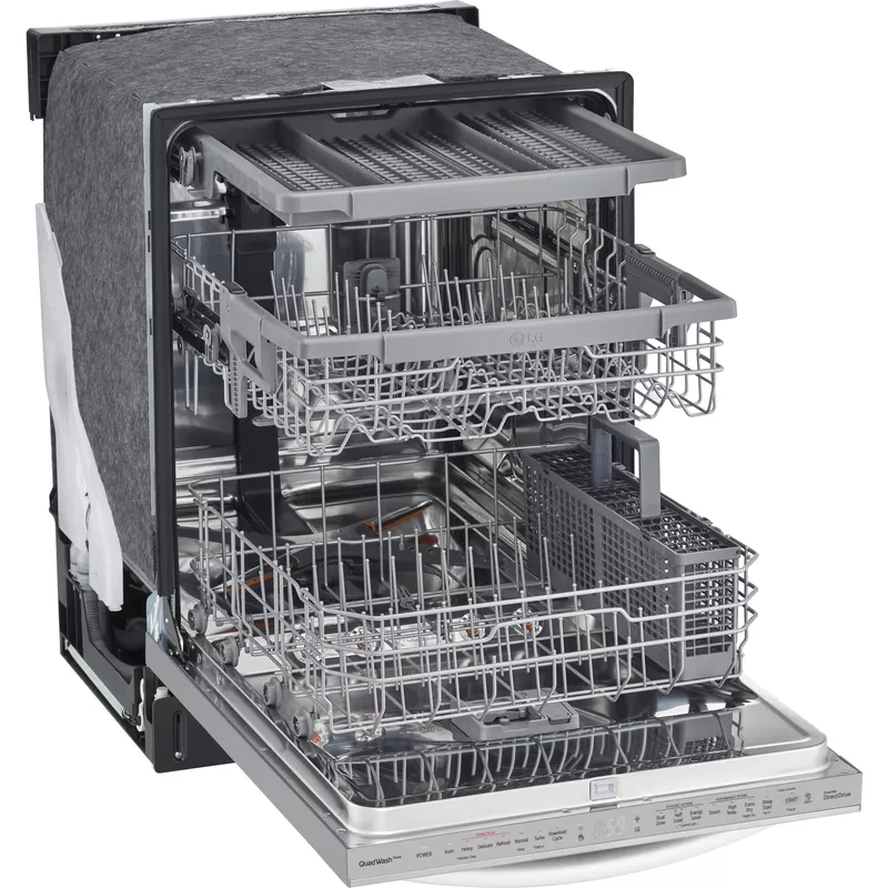 LG - 24" Top Control Smart Built-In Stainless Steel Tub Dishwasher with 3rd Rack, QuadWash and 46dba - Stainless Steel