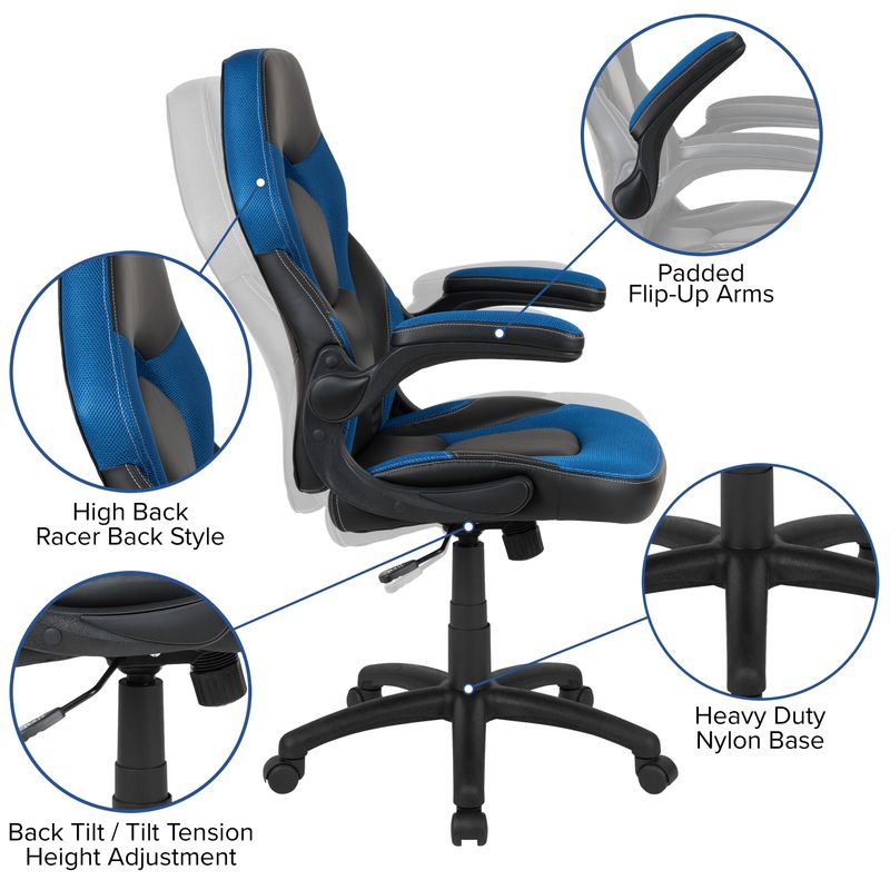 Gaming Desk and Chair Set with Cup Holder and Headphone Hook - Desk Bundle - Black