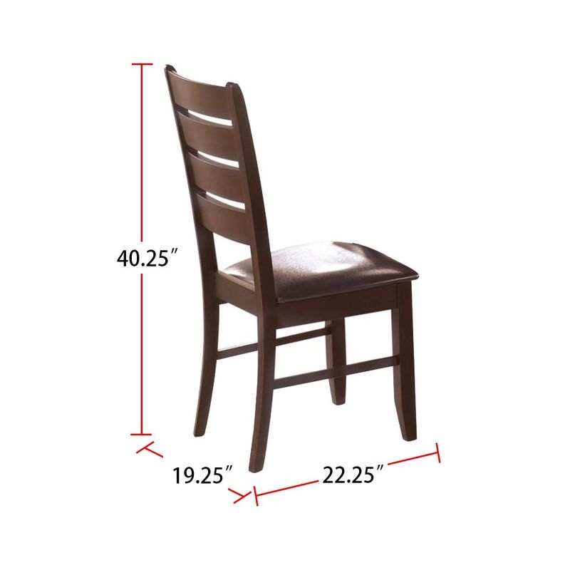 Set of 2 Slat Back Side Chairs in Cappuccino and Black - Set of 2 - Black and Cappuccino - Dining Height