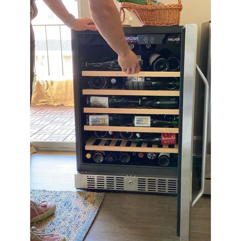 Newair 24" Built-In 52 Bottle Compressor Wine Fridge in Stainless Steel with Precision Digital Thermostat - Silver