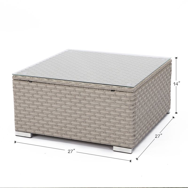 COSIEST Outdoor Furniture Wicker Glass-Top Coffee Table - Grey