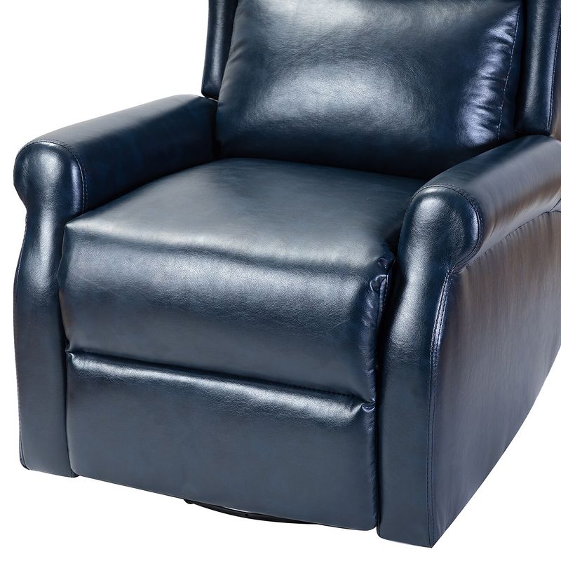 HULALA HOME Faux Leather Manual Swivel Recliner with Metal Base Set of 2 - BLACK