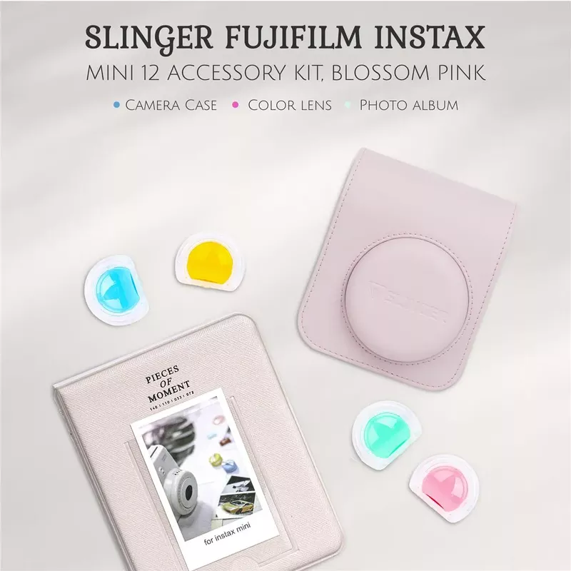 Fujifilm Instax Mini 12 Instant Film Camera, Blossom Pink, Bundle with Accessory Kit and 2x Twin Pack Daylight Film