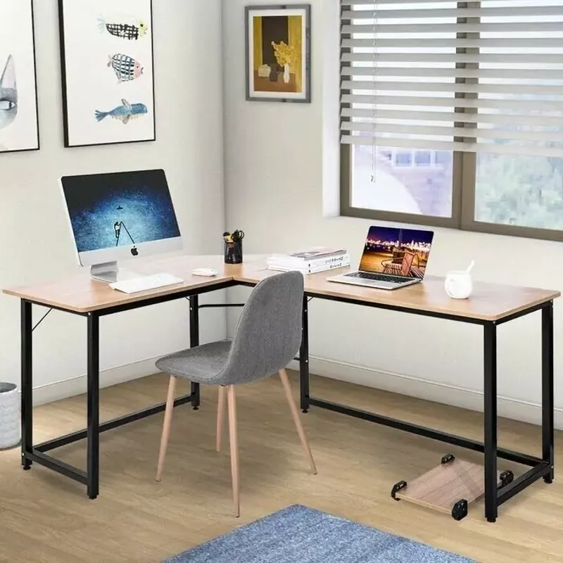 Porch & Den Broad L-shaped Computer/ Gaming/ Laptop Home Corner Office Desk - Black