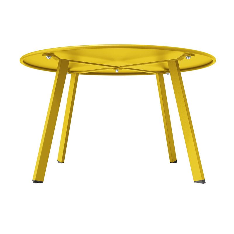 Clihome Weather Resistant Round Steel Patio Large Coffee Table - Yellow