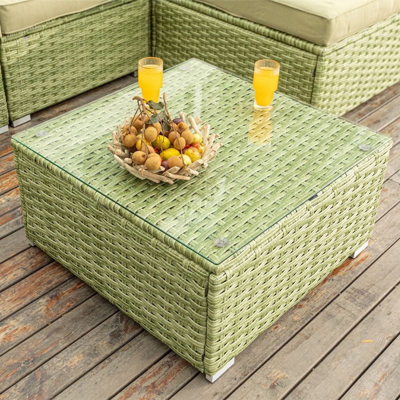 COSIEST Outdoor Furniture Wicker Glass-Top Coffee Table - Grey