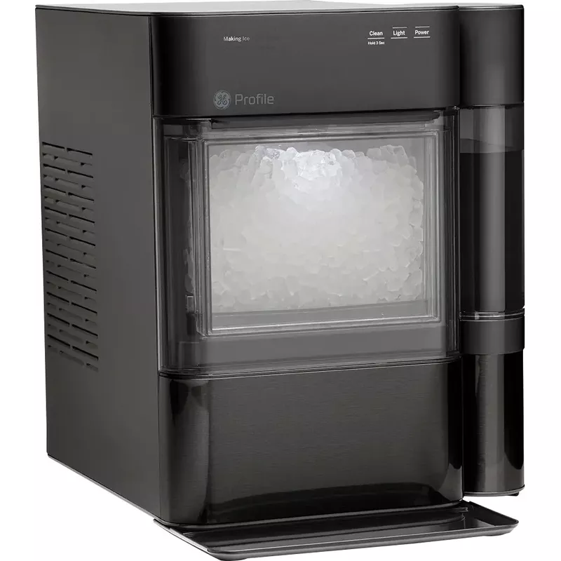 GE Profile - Opal 2.0 38-lb. Portable Ice maker with Nugget Ice Production, Side Tank, and Built-in WiFi - Black Stainless Steel