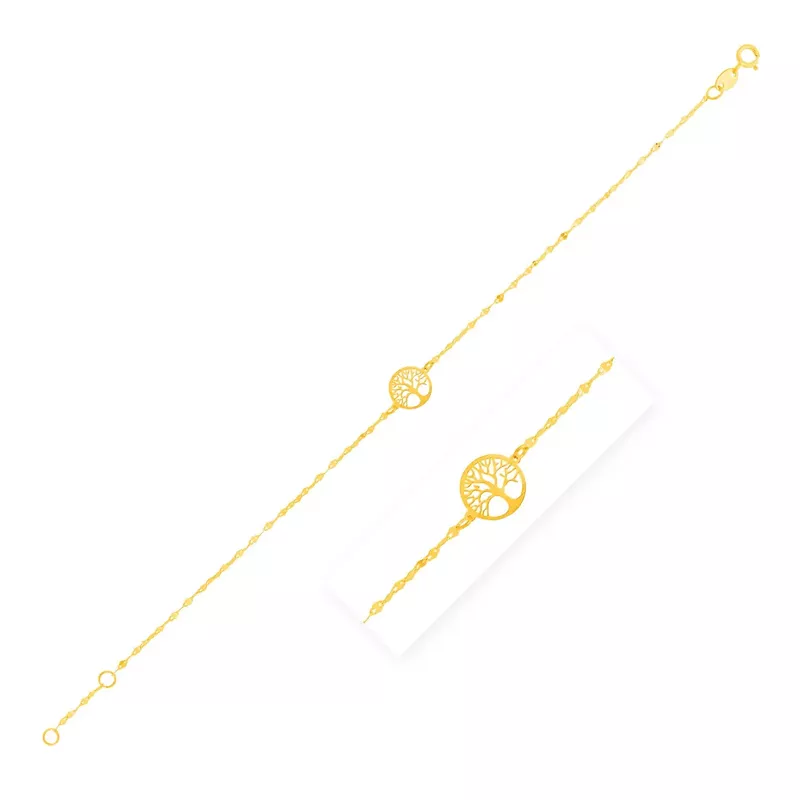 14K Yellow Gold Tree of Life Bracelet (7 Inch)