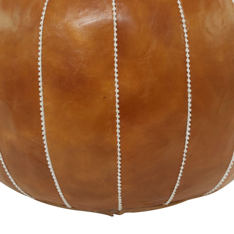 Leather Bohemian Pouf - Light Brown