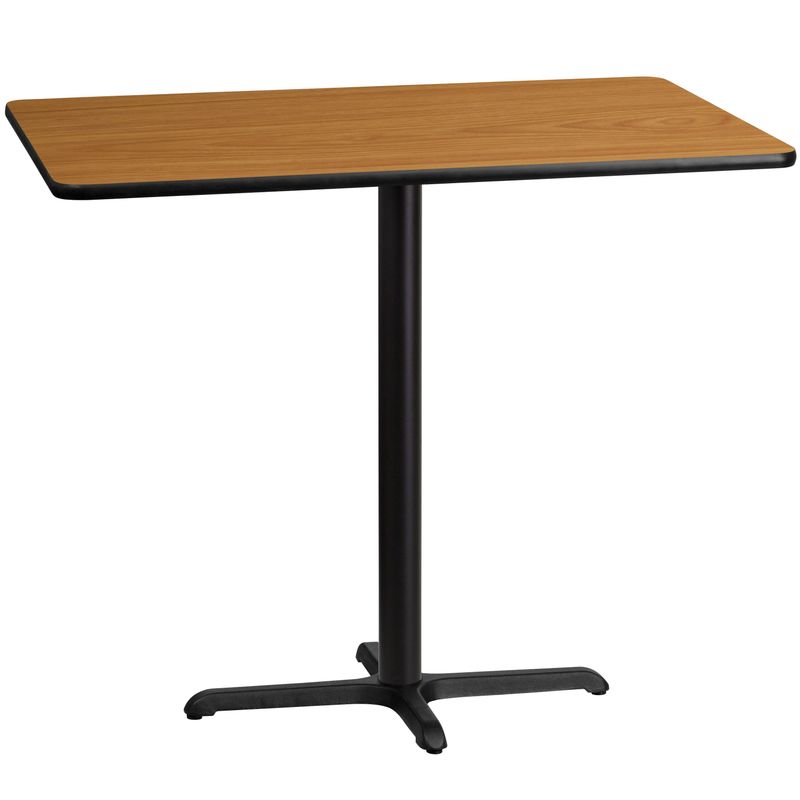 30'' x 48'' Rectangular Laminate Table Top with 22'' x 30'' Bar Height Table Base - Natural