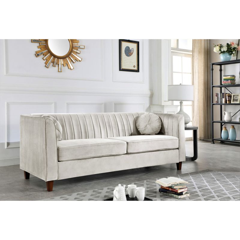 Lory velvet Kitts Classic Chesterfield Living room seat-Sofa Loveseat and Chair - Grey
