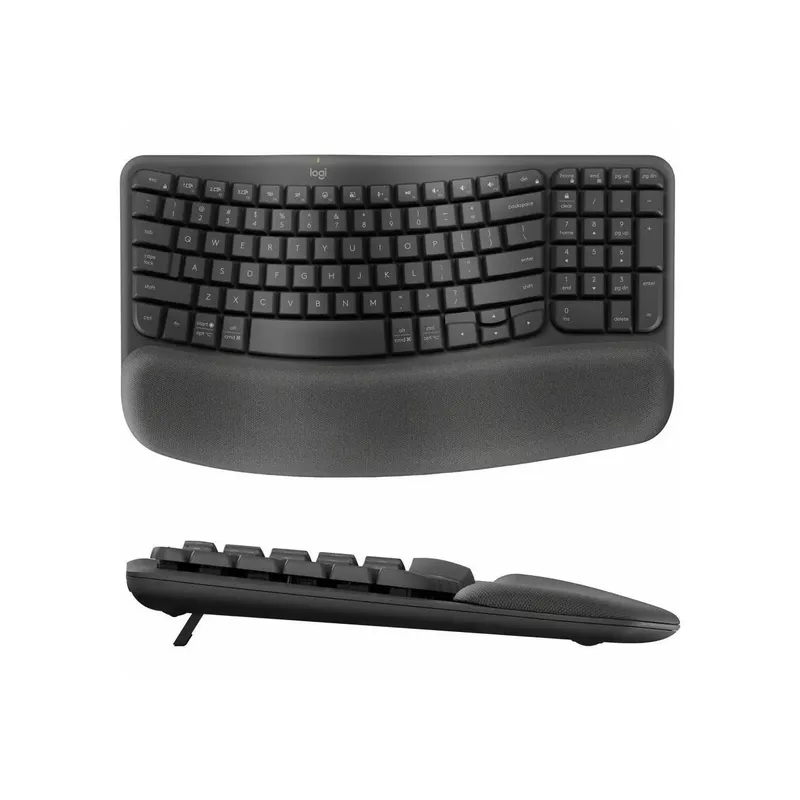 Logitech - Wave Keys MK670 Combo Ergonomic Wireless Keyboard and Mouse Bundle for Windows/Mac with Integrated Palm-rest - Graphite