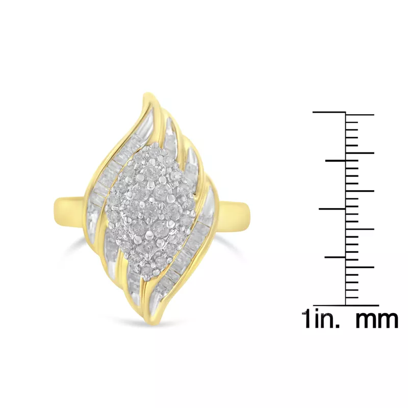 Yellow Plated Sterling Silver 3/4ct. TDW Diamond Cocktail Ring (I-J, I2-I3) Choice of size