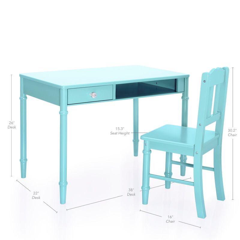 Guidecraft Kid's Dahlia Desk and Hutch with Chair - Blue
