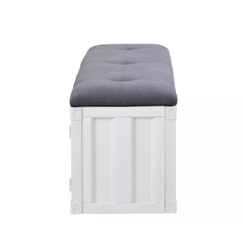 ACME Cargo Bench w/Storage, Gray Fabric & White