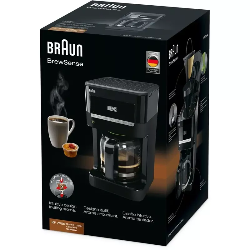 Braun - BrewSense 12-Cup Drip Coffee Maker with Brew Strength Selector and Glass Carafe in Stainless Steel/Black