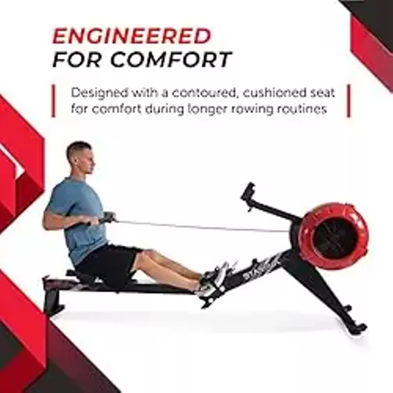 Stamina X AMRAP Rower Machine with Smart Workout App - Foldable Rowing Machine with Dynamic Air Resistance for Home Gym Fitness - Up to 300 lbs Weight Capacity