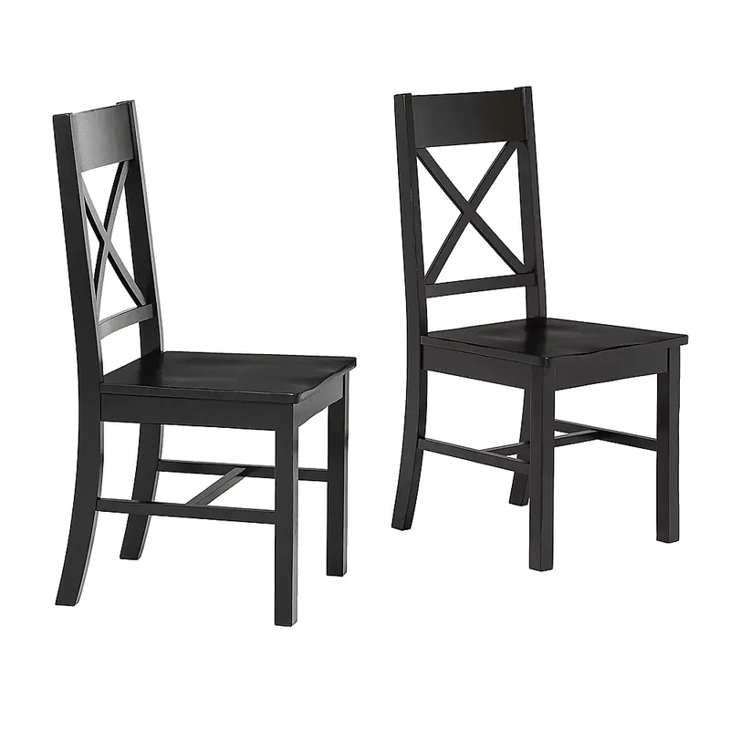 Walker Edison - Modern Farmhouse X-Back Dining Chairs, Set of 2 - Antique Black