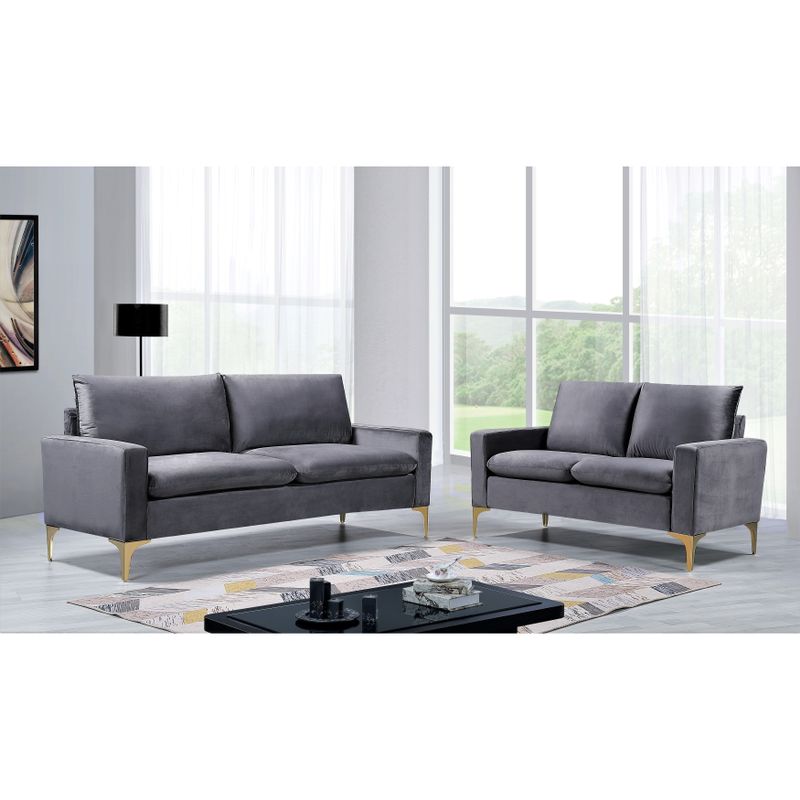 Macus Velvet 2 Piece Living Room set Sofa and Loveseat - Yellow