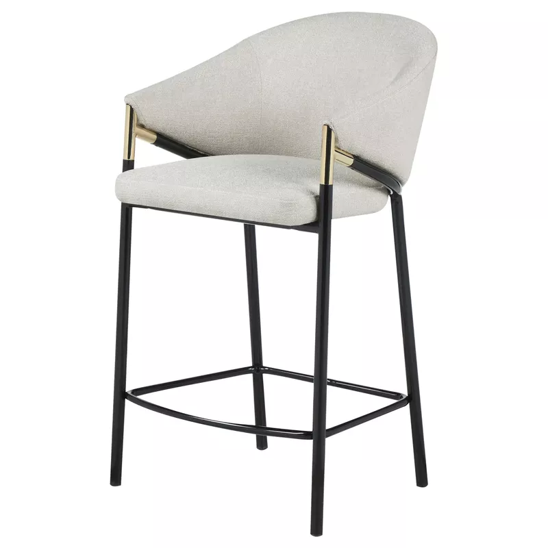 Chadwick Sloped Arm Counter Height Stools Beige and Glossy Black (Set of 2)