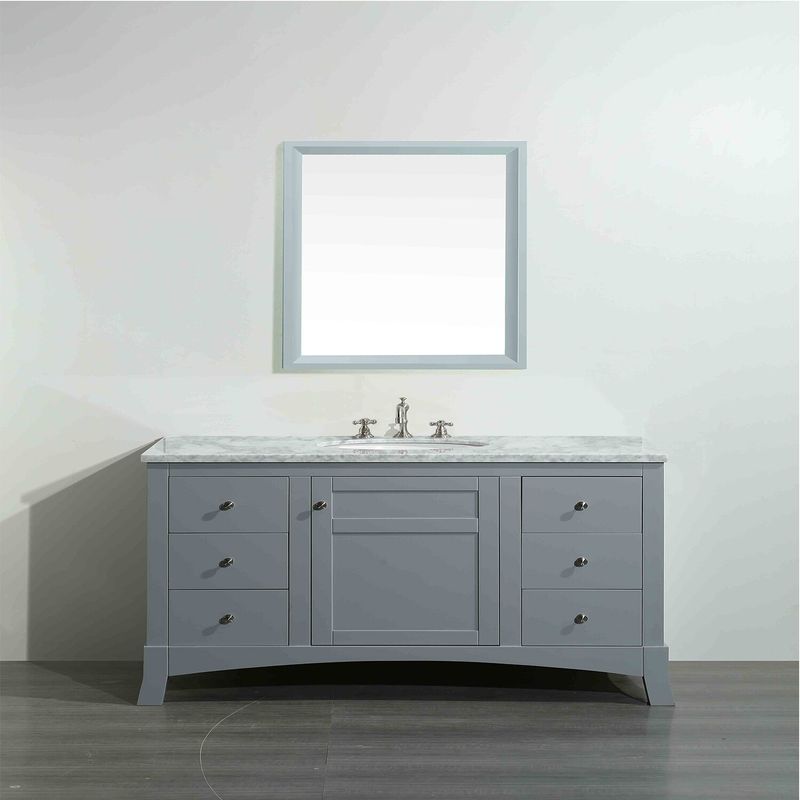Eviva New York 48 inch Gray Bathroom Vanity with White Carrara Countertop and Undermount Porcelain Sink - 47-49 in. - 18 to 34 Inches -...