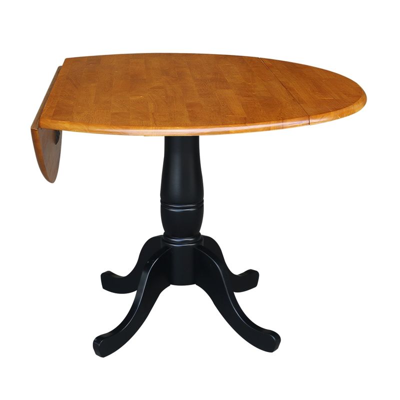 42" Round Dual Drop Leaf Pedestal Table - Black/Cherry - 35.5" H