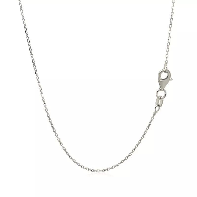 Sterling Silver Rhodium Plated Cable Chain 0.8mm (16 Inch)