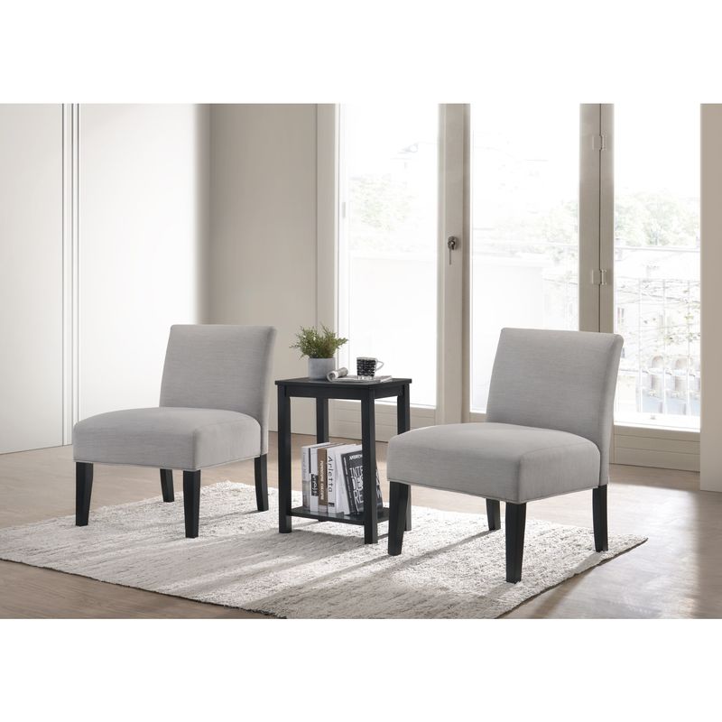 ACME Bryson 3 Pieces Pack Chair & Table in Dove Gray Velvet & Black