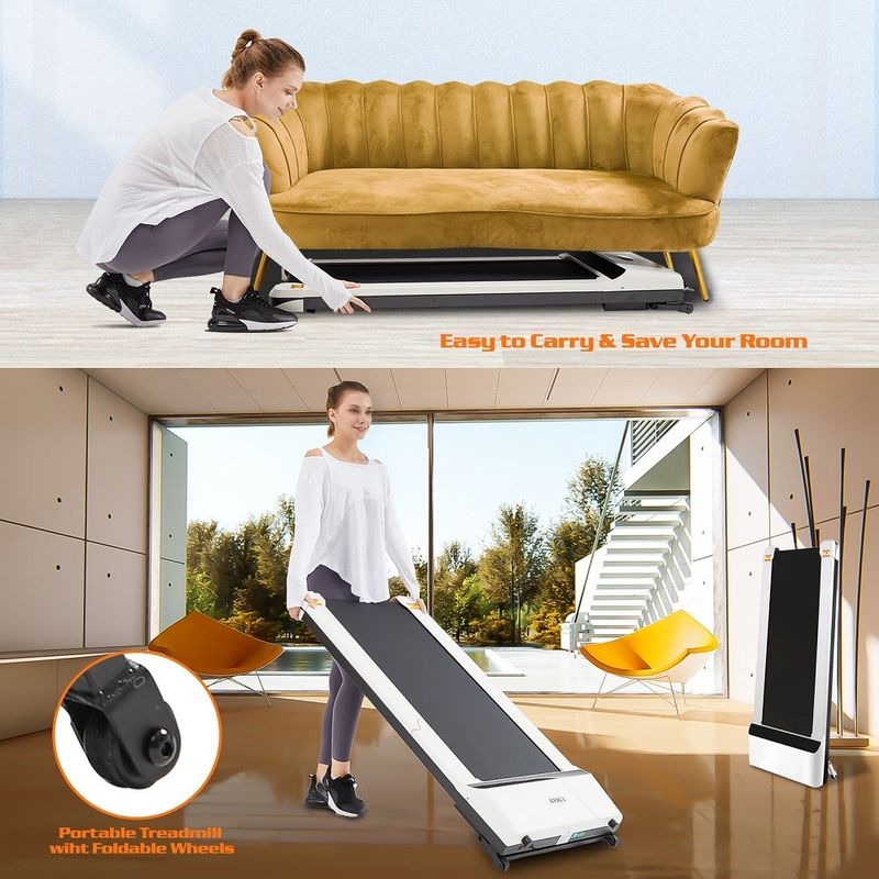 Portable Treadmill, Slim Treadmill with LED Display and Sport APP - White