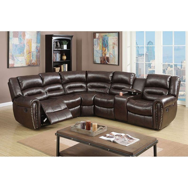 Bonded Leather Motion Sectional - Black