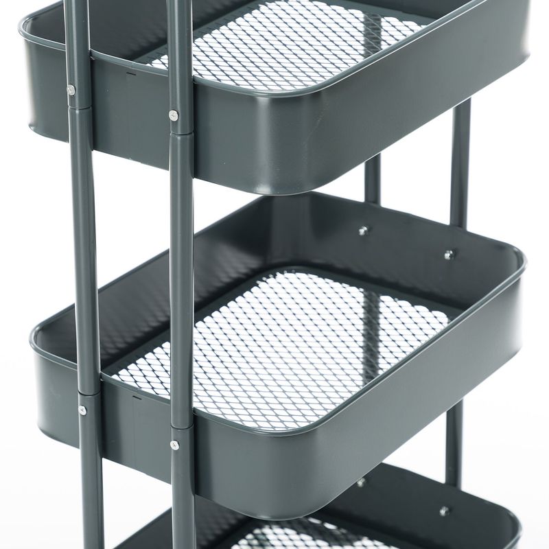 4-Tier Metal Utility Cart with Wheels Storage Shelves Organizer - 17.7"x13.7"x42.9" - Blue