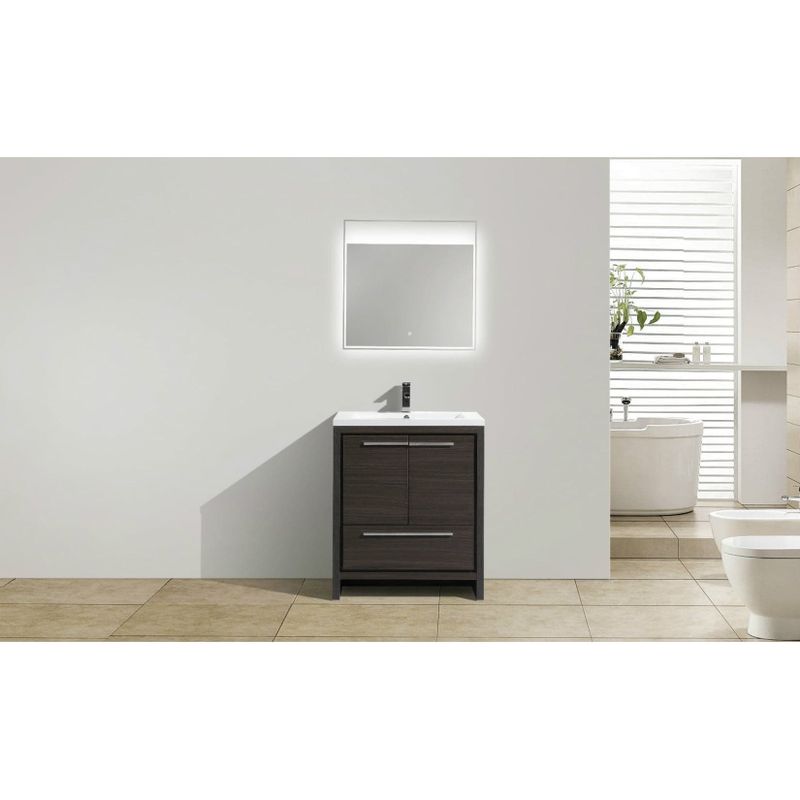 Moreno Bath MOD 30 Inch Free Standing Modern Bathroom Vanity with Reinforced Acrylic  Sink - High Gloss White
