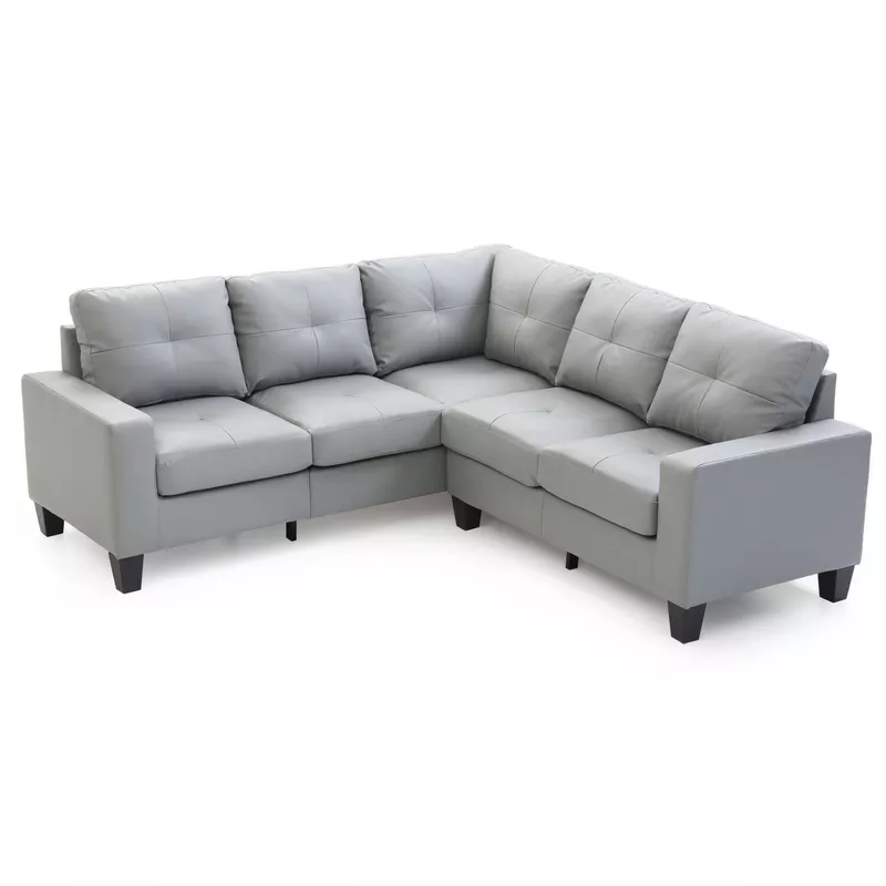Newbury Faux Leather Sectional Sofa - Grey