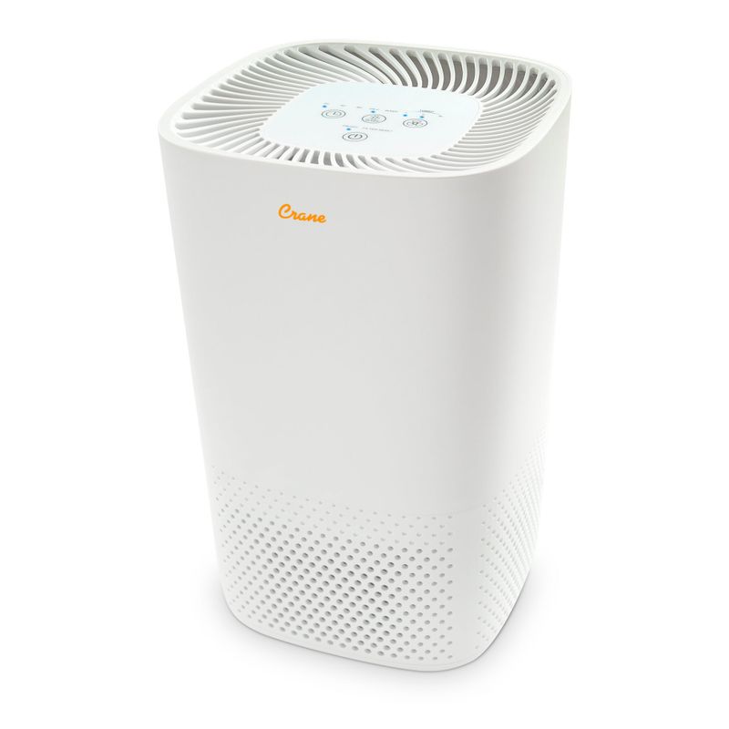 Crane True HEPA Air Purifier with UV Light for Rooms up to 250 sq. ft. - White