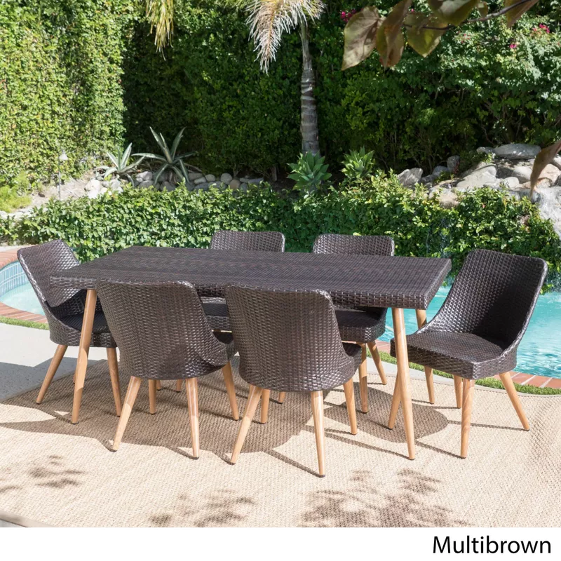 Delphi Outdoor 7-piece Rectangle Dining Set by Christopher Knight Home - Brown - 7-Piece Sets